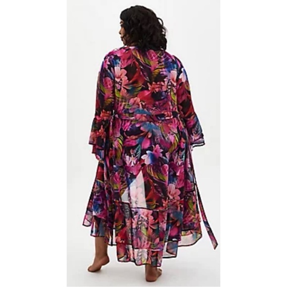 Torrid Floral Kimono Swim Cover-Up NWT SZ 1 (14-16) - Picture 3 of 13